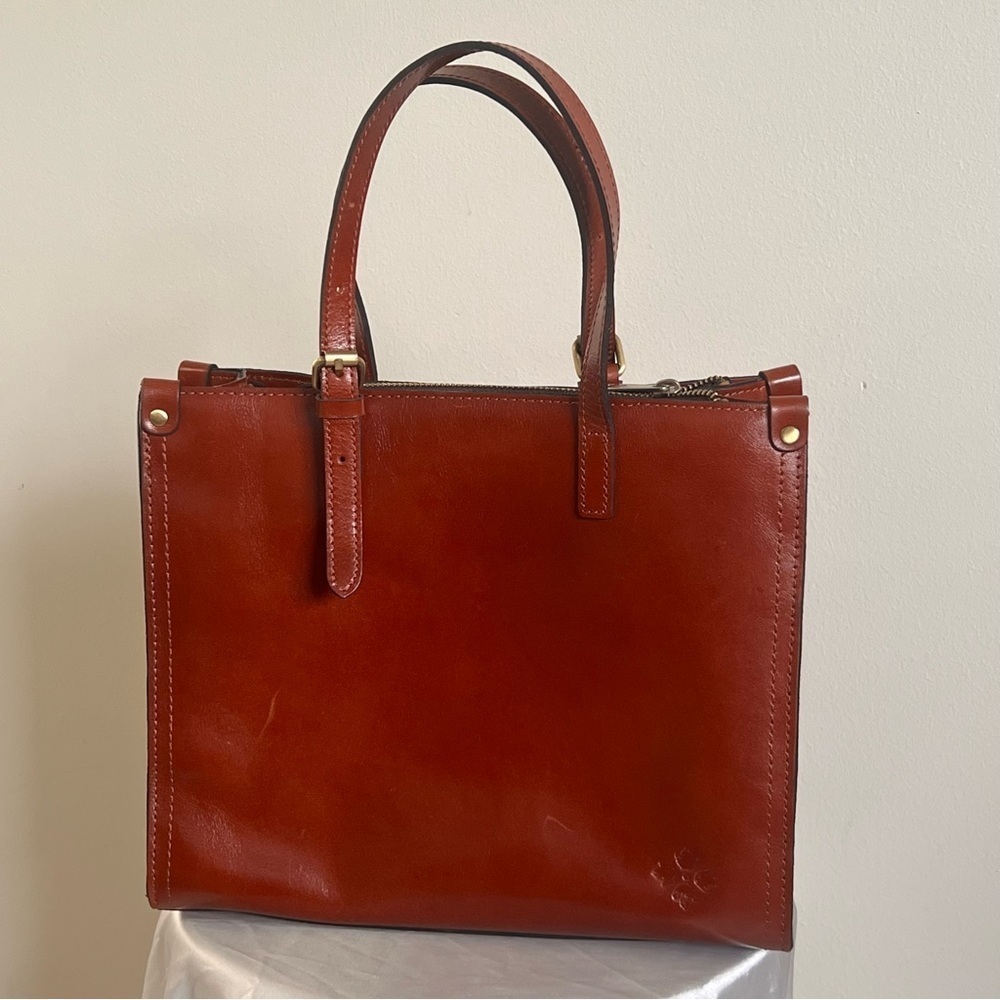 Patricia Nash Leather Genevieve Tan Filligree Satchel/Tote - Picture 2 of 13
